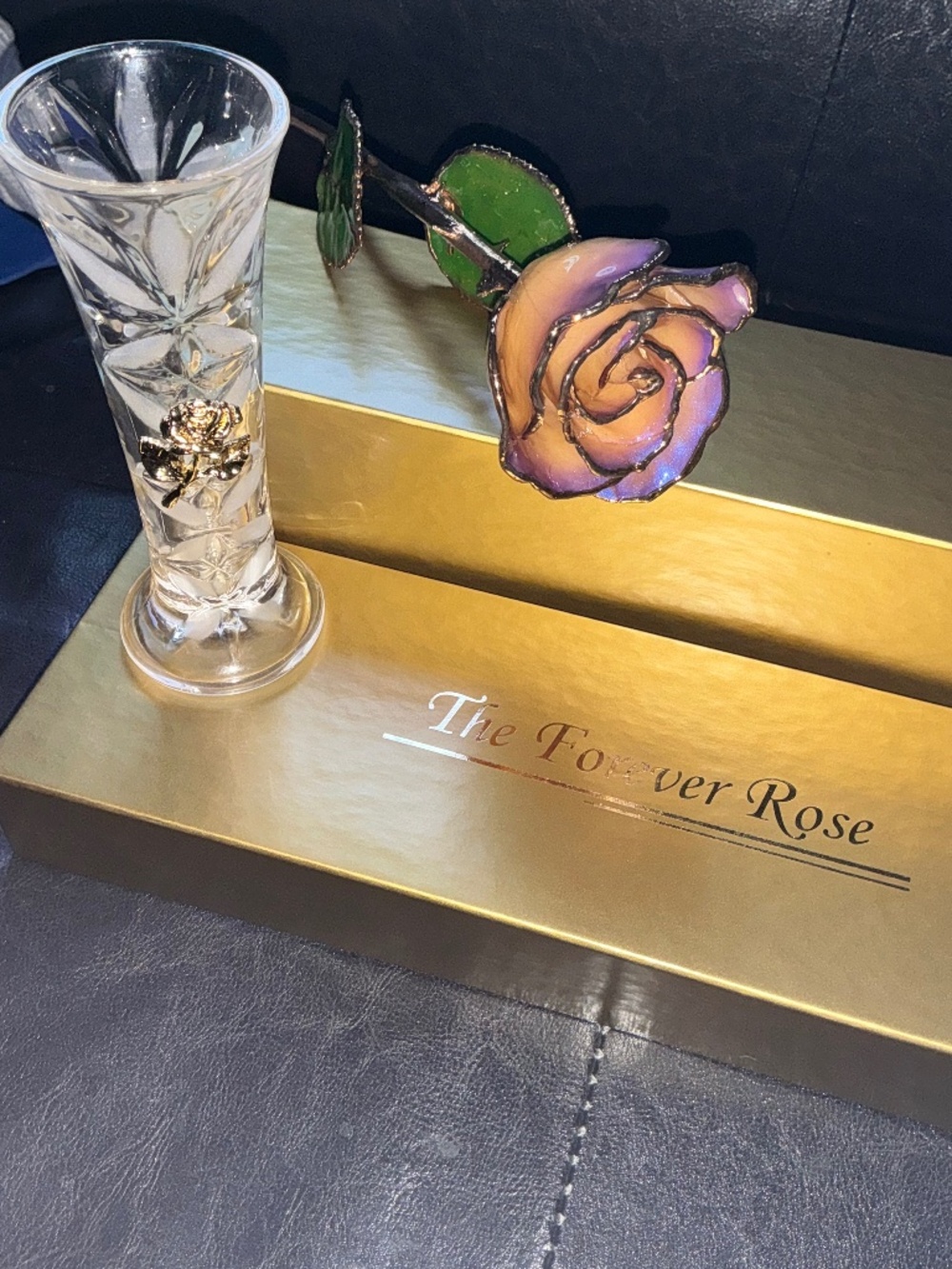24K Gold Dipped White to Amethyst Rose💜 - Picture 3 of 11